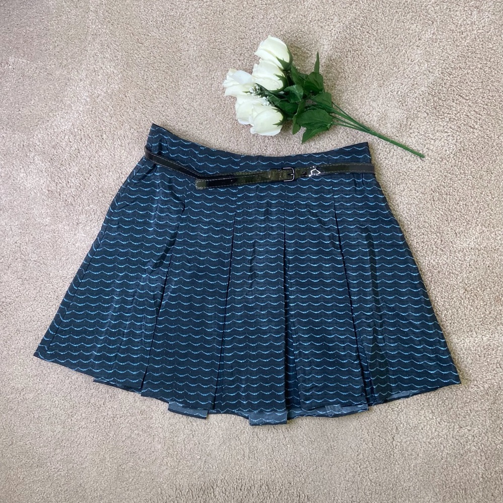 Dark Blue High-Waisted Pleated Skirt - 06